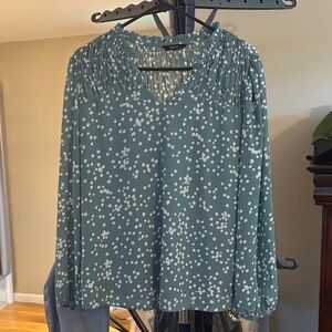 Blue/Gray Blouse with White Dots